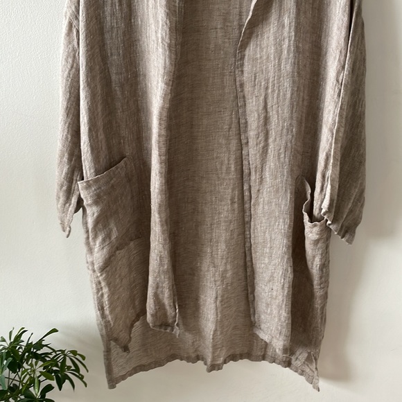 Eileen Fisher linen open drapey oatmeal linen tunic small - Picture 3 of 11